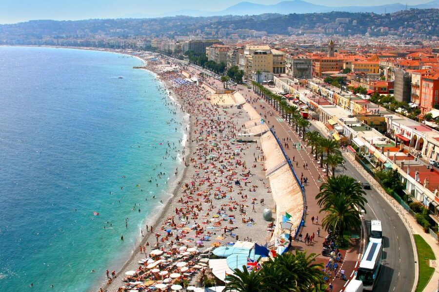 The Baie des Anges and the Promenade des Anglais seen from Castle Hill