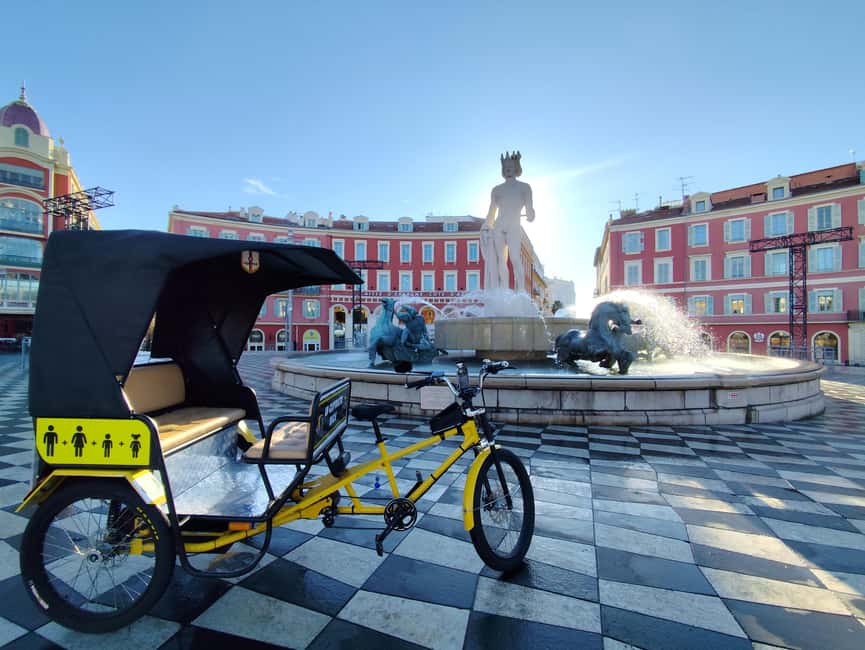 Nice: Family city tour by bicycle Electric cab (4 comfort seats) - Quai Rauba Capèu and the slopes down from the château