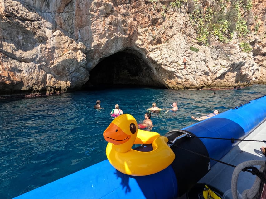 Nice: Mala Caves, Villefranche & Snorkeling Boat Tour - What you should bring for sun, sea spray, and short stops